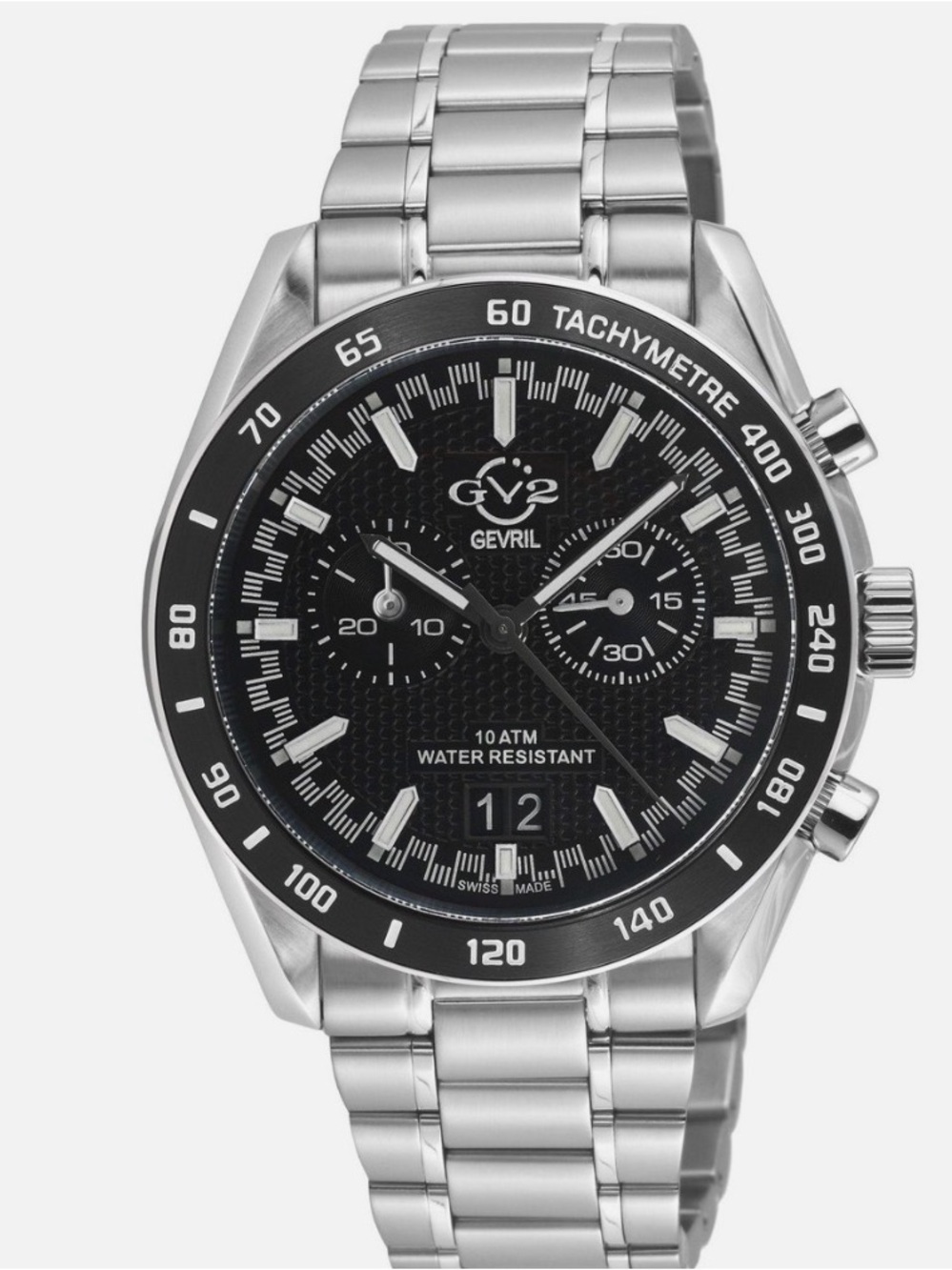 Gevril GV2 freccia men’s  Stainless Steel Chronograph Watch - Black Dial
